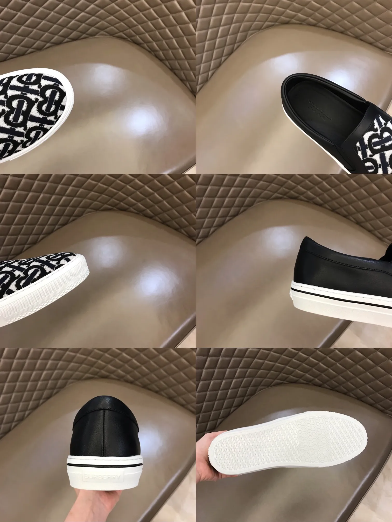 ◾️▫️B’s new spring and summer product, men’s classic low-cut slip-on sneakers, made of classic retro B’s printed canvas material, spliced ​​with layered calfskin, and decorated with a new brand logo. First-layer cowhide lining, embossed Burberry logo on the heel, and original TPU outsole!  P340 Yuan Size: 38-45
